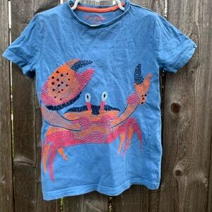 6-7y Mini Boden Embroidered Crab Tee EUC